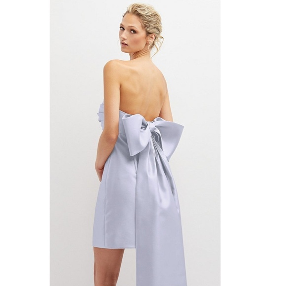 D697 NEW ALFRED SUNG Silver Dove OVERSIZE BOW BACK Strapless SATEEN Mini DRESS 8 - Picture 5 of 16